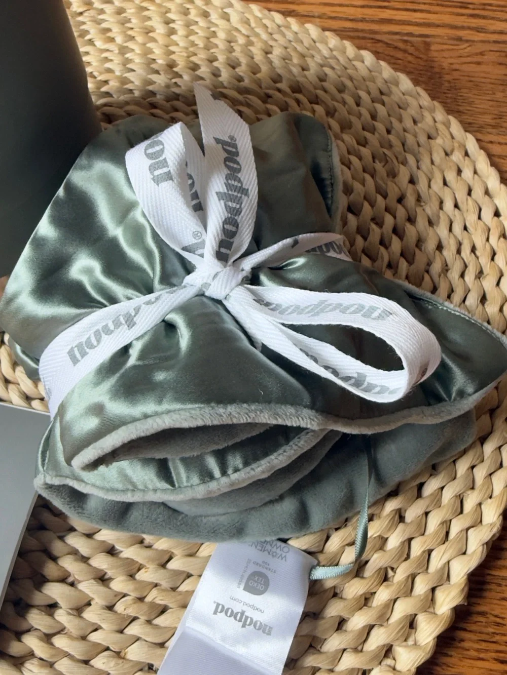 Nodpod Silk Weighted Eye Mask in Sage Green